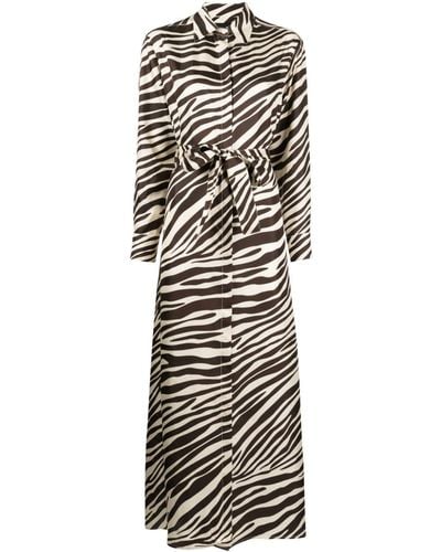 Cynthia Rowley Belted Zebra-print Silk Shirtdress - Brown
