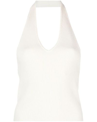 Reformation Geripptes Neckholder-Top - Weiß