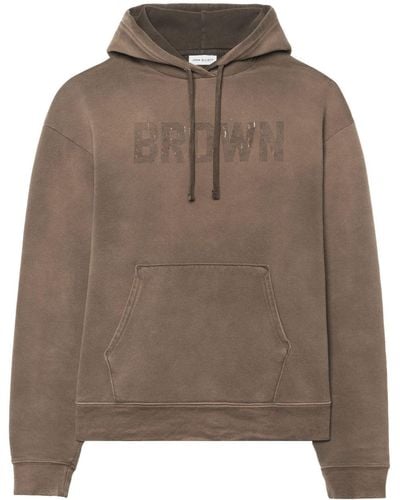 John Elliott Rush Brown-print cotton hoodie - Marrone