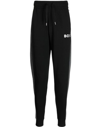 BOSS Logo-print Paneled Track Pants - Black