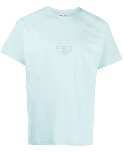 Balenciaga T-shirt à logo imprimé - Bleu