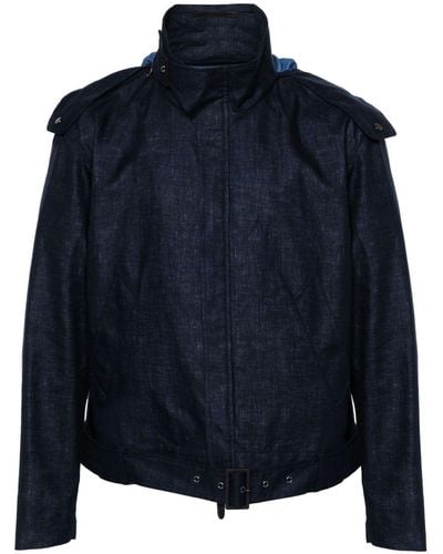 Giorgio Armani Hooded Linen Jacket - Blue