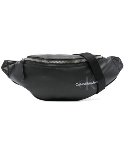 Calvin Klein Logo-print Faux-leather Belt Bag - Black