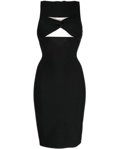 Hervé L. Leroux Cut-out Bodice Pencil Dress - Black