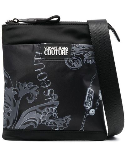 Versace Bolso messenger con estampado Chain Couture - Negro