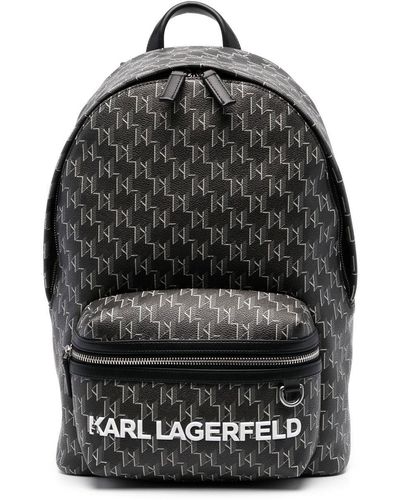 Karl Lagerfeld Mochila con monograma estampado - Gris