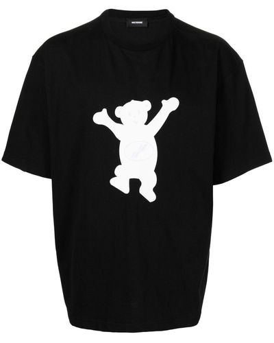 we11done T-Shirt mit Teddy-Print - Schwarz