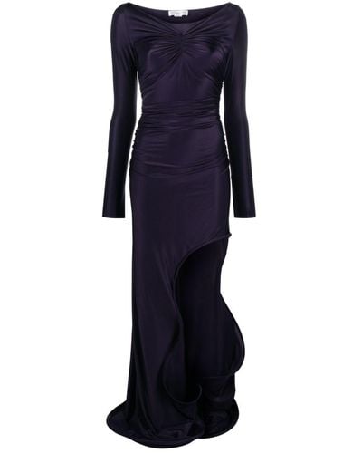 Victoria Beckham Asymmetric Satin Maxi Dress - Blue