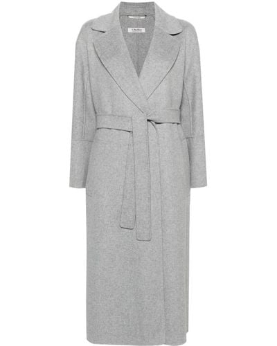 Max Mara Wool Belted Coat - Grey