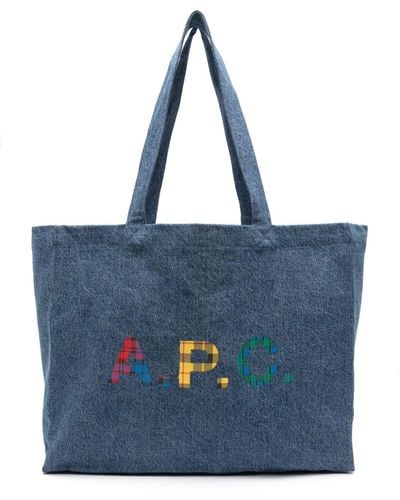 A.P.C. Diane Shopper Met Logoprint - Blauw