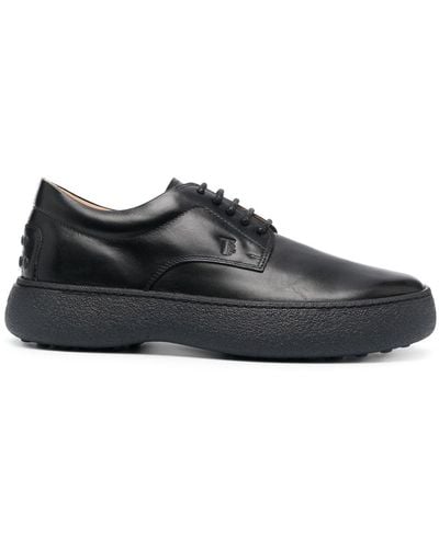 Tod's Round-toe Leather Oxford Shoes - Black