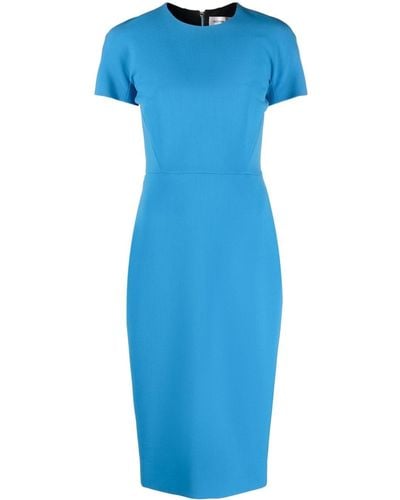 Victoria Beckham クレープ ショートスリーブドレス - ブルー