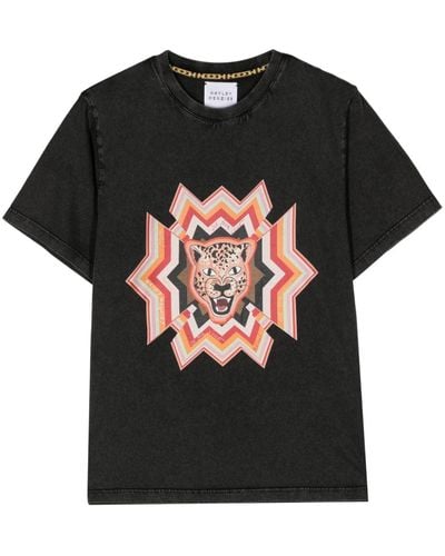 Hayley Menzies Psychedelic Leopard T-Shirt mit Acid-Wash-Effekt - Schwarz