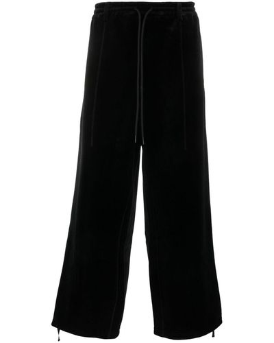 Y-3 Velvet Wide-leg Trousers - Black