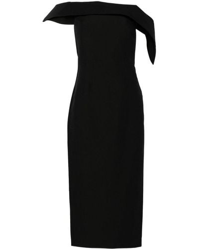 Roland Mouret Off-shoulder Crepe Midi Dress - Black