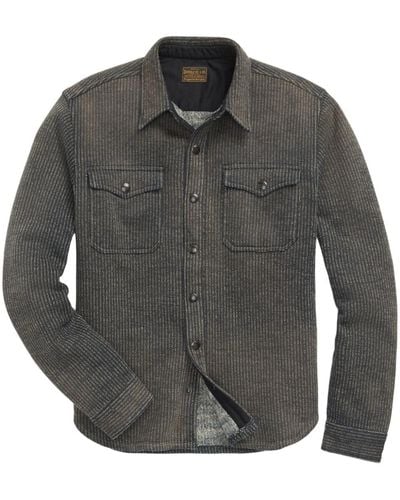 RRL Striped Shirt Jacket - Gray