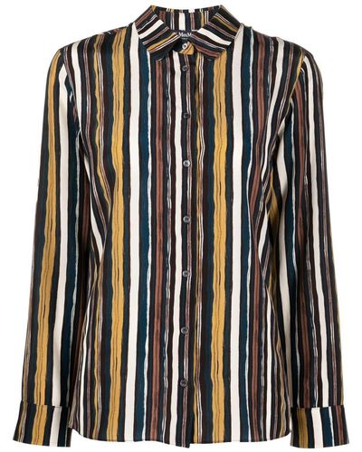 Max Mara Lama Stripe-print Long-sleeve Shirt - Black