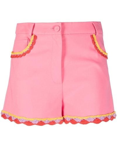 Moschino High-Waist-Shorts mit Spitzenborten - Pink