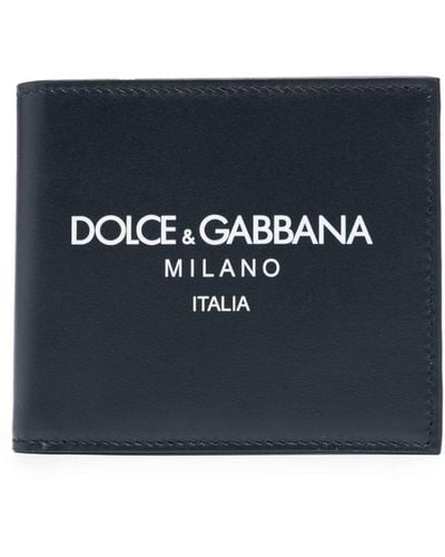 Dolce & Gabbana Leren Portemonnee Met Logo-reliëf - Blauw