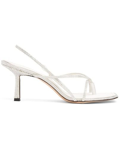 STUDIO AMELIA Wishbone Crystal-embellished Thong-strap Sandals - White