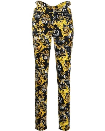 Versace Barocco-print Low-rise Skinny Jeans - Yellow