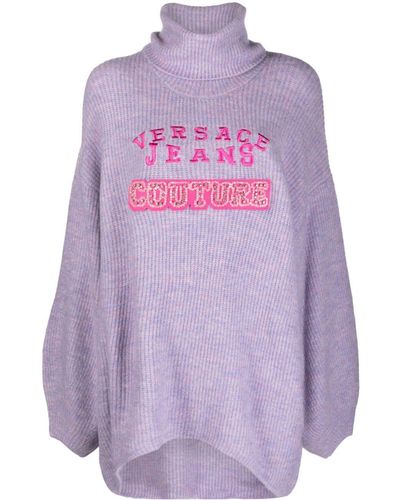 Versace Jeans Couture Pullover mit Logo-Stickerei - Lila