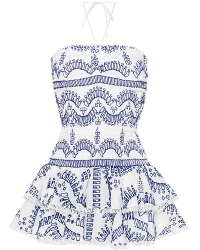 Charo Ruiz Megan Broderie Anglaise Mini-jurk - Blauw