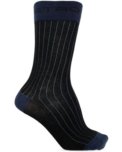 Etro Logo-jacquard Striped Socks - Black