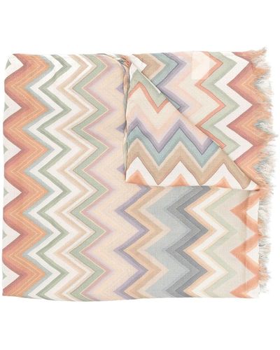 Missoni Frayed Zigzag-woven Scarf - Pink