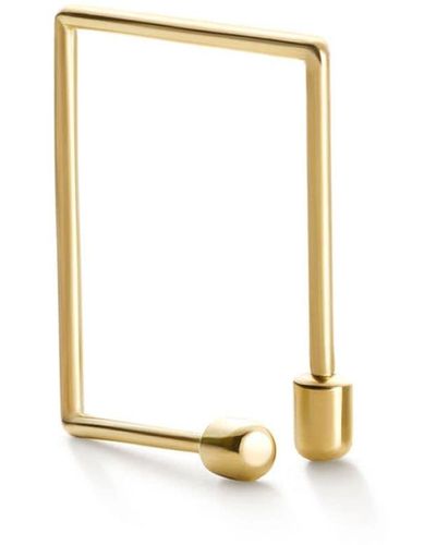 Shihara Pendiente Twist Square 03 en oro amarillo de 18kt - Blanco