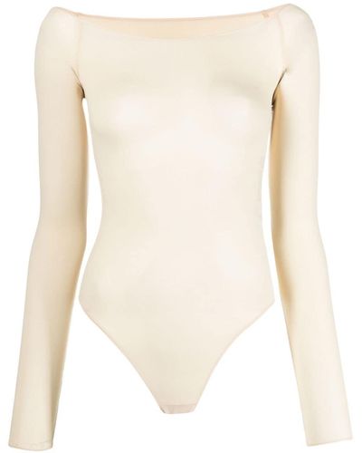 MM6 by Maison Martin Margiela Long-sleeves Bardot-neckline Body - Natural