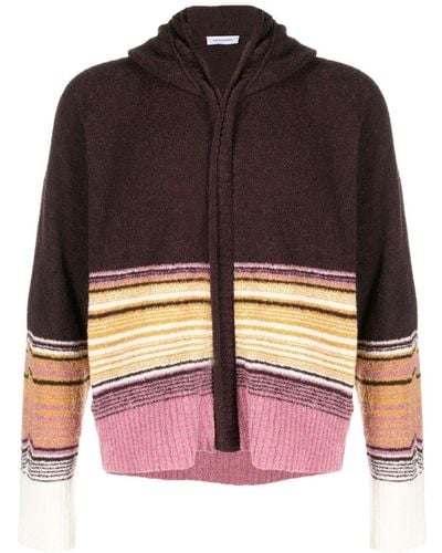 Kiko Kostadinov Ketra Stripe-knit Hooded Cardigan - Brown