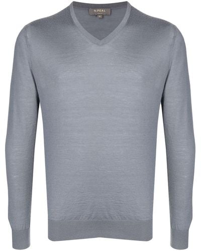 N.Peal Cashmere V-neck Sweater - Gray