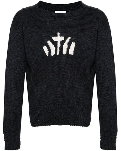 Visvim Intarsia-knit Silk Sweater - Black