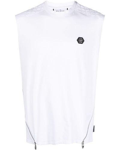 Philipp Plein Trägershirt mit Logo-Patch - Weiß