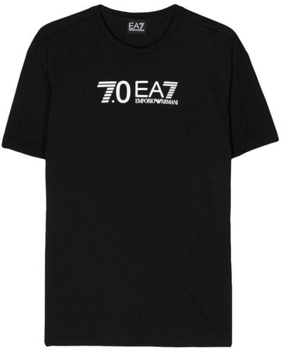 EA7 Logo-print Cotton T-shirt - Black
