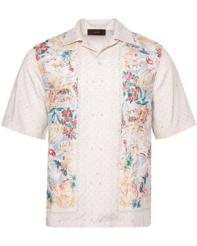 Amiri Hawaiian Polkadot Bowling Shirt - White