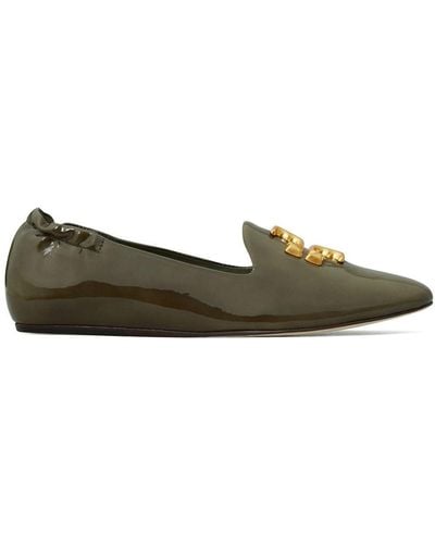 Tory Burch Logo-plaque Detail Loafers - Green