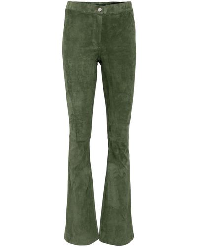 Arma Suede Flared Trousers - Green