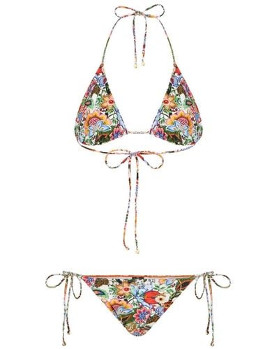 Etro Bikini mit Bouquet-Print - Weiß