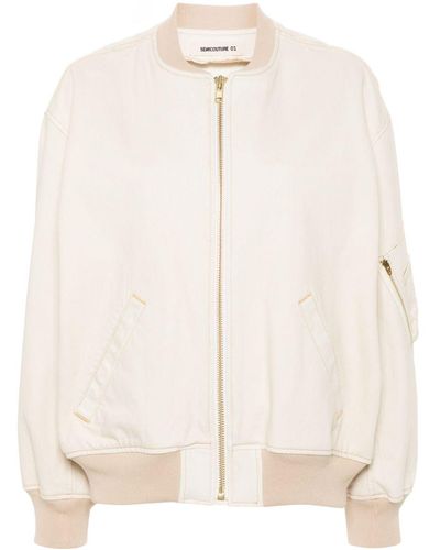 Semicouture Rosaline Twill Bomber Jacket - Natural