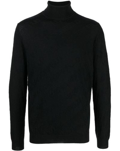 Karl Lagerfeld Pull en laine à logo intarsia - Noir