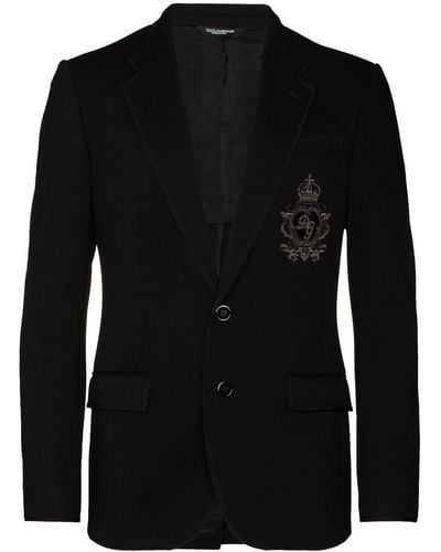 Dolce & Gabbana Logo Patch Jersey Blazer - Black