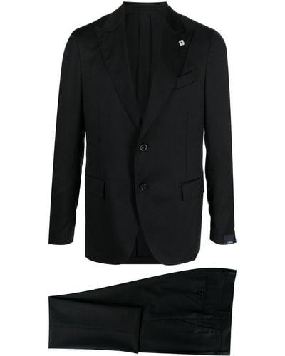 Lardini Costume en laine à veste à simple boutonnage - Noir