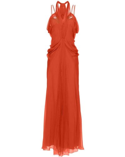 Alberta Ferretti Silk Maxi Dress - Red