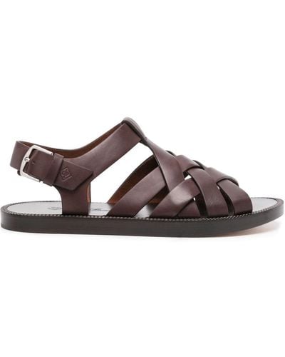 Loro Piana Kumihimo Caged Leather Sandals - Brown