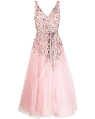 Jenny Packham Midi-jurk Verfraaid Met Kristallen - Roze
