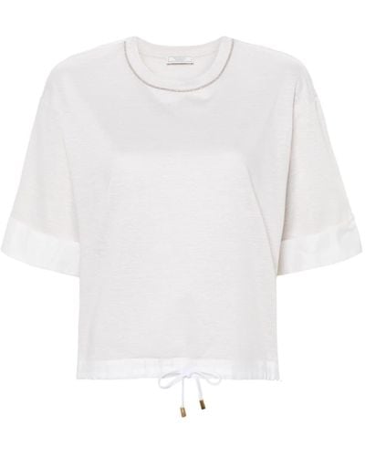 Peserico T-Shirt mit Kordelzug - Weiß