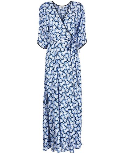 Diane von Furstenberg Maxi-jurk Met V-hals - Blauw