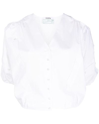 Vivetta Cut-out Short-sleeve Cotton Shirt - White